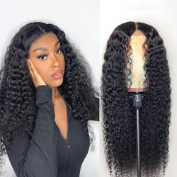 Curly Lace Front Wig Human Hair 13x4 HD Transparent Lace Frontal Wigs with Baby Hair 30 Inch 180 Density Brazilian Deep wave