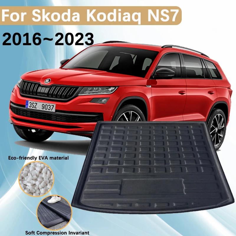 

Коврик в багажник автомобиля для Skoda Kodiaq NS7 Аксессуары 2016 ~ 2023 MK1 2022 Коврик для багажника багажника Водонепроницаемый лоток Коврик для хранения ковров