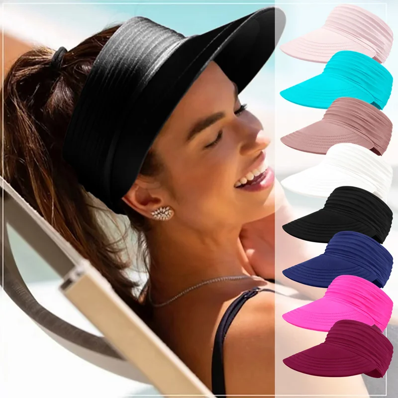 

Golf Sun Hat Women Empty Top Sunscreen Quick Drying Outdoor Visor Hat Breathable Elastic Sunshade Lightweight Running Caps