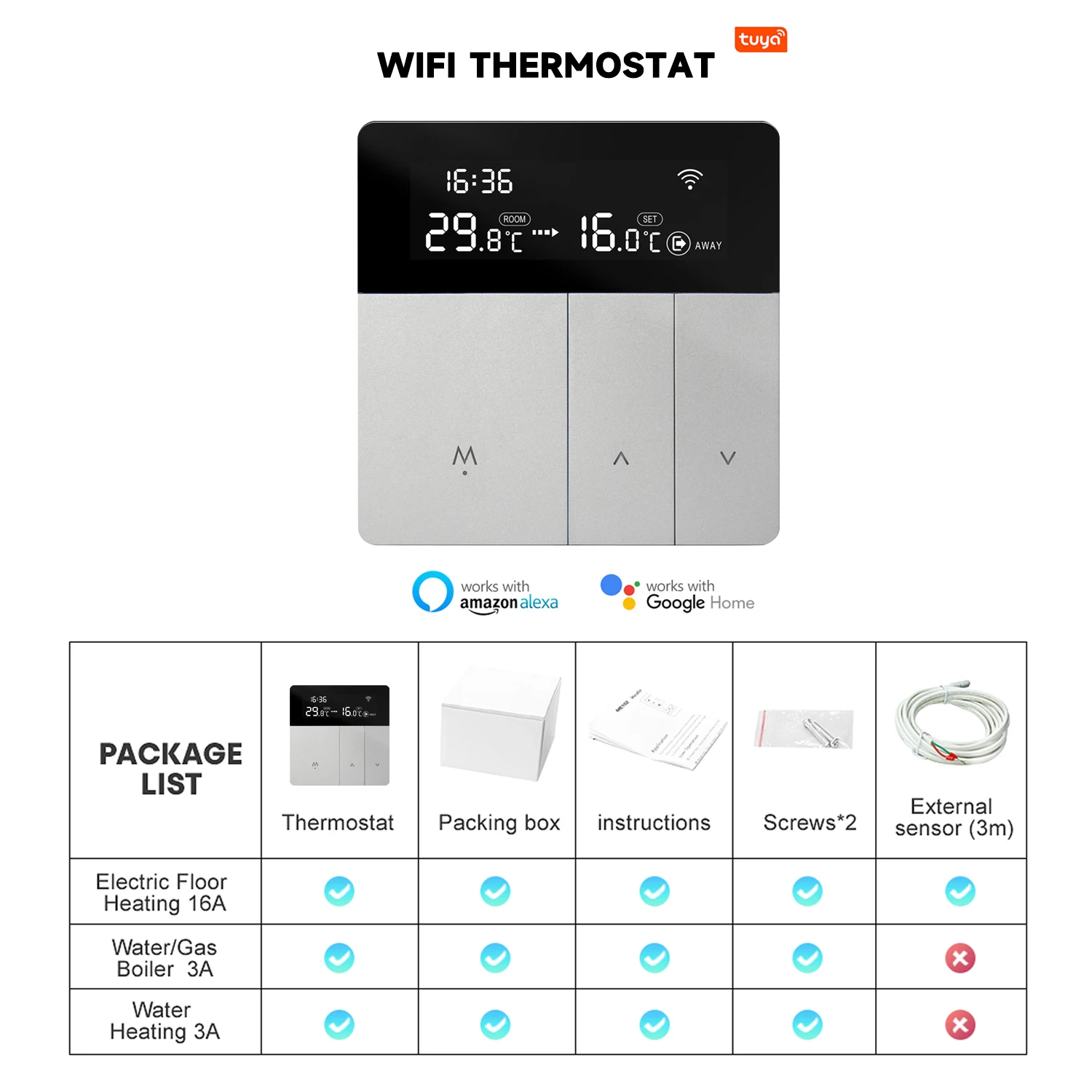 Tuya Smart Home Thermoregulator Wifi Warme Vloer Thermostaat Voor Elektrische Verwarming Temperatuur Controller Gas Boiler Yandex