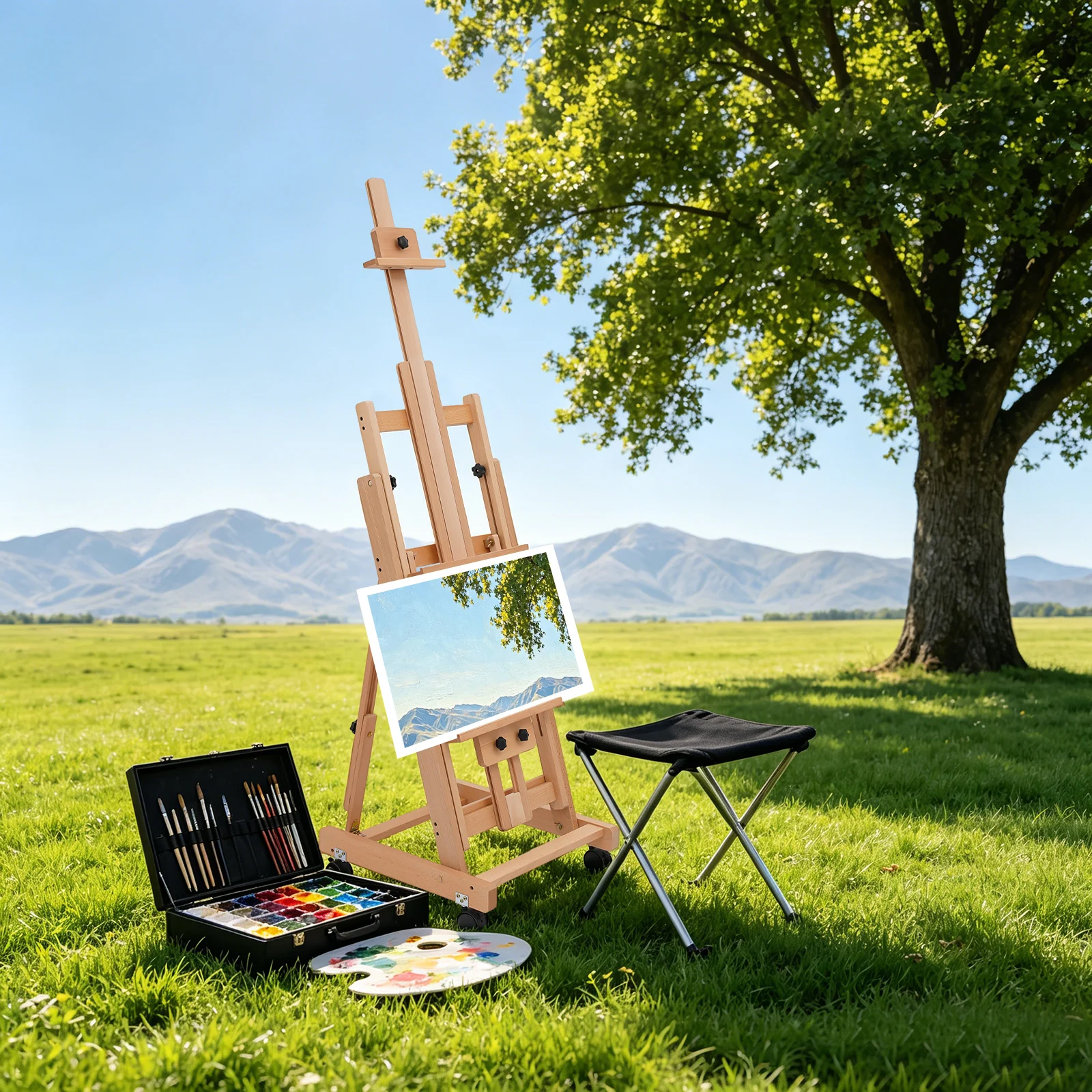  Adjustable Artist Easel Stand with 4 Wheels, Movable Portable Artist Easel Stand for Painting, Painting Canvas Stand for Artists Art Students Enthusiasts Eco-friendly