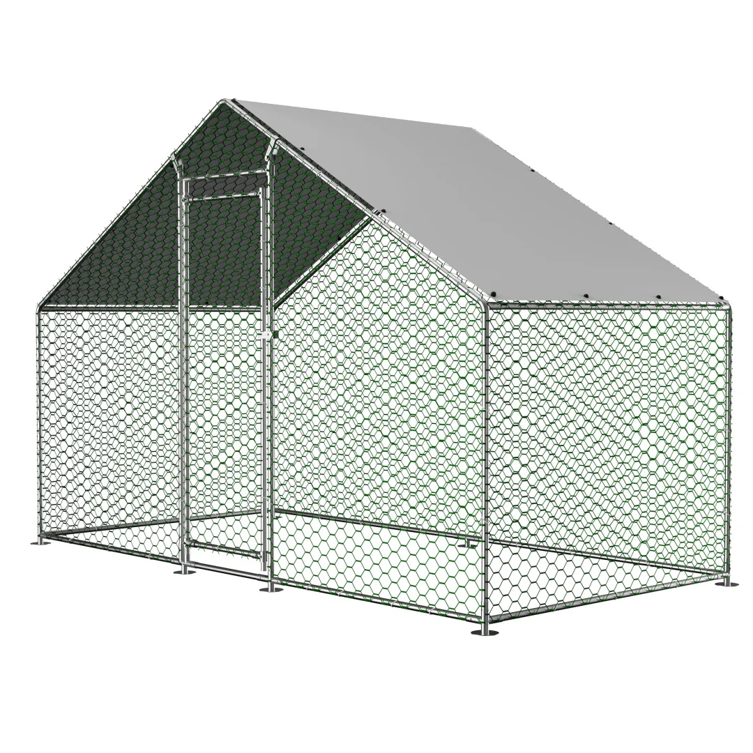 3x1,5x2 meter metalen dierenkooi voor kippen, konijnen en kleine huisdieren met veiligheidsslot en waterdichte PE-afdekking