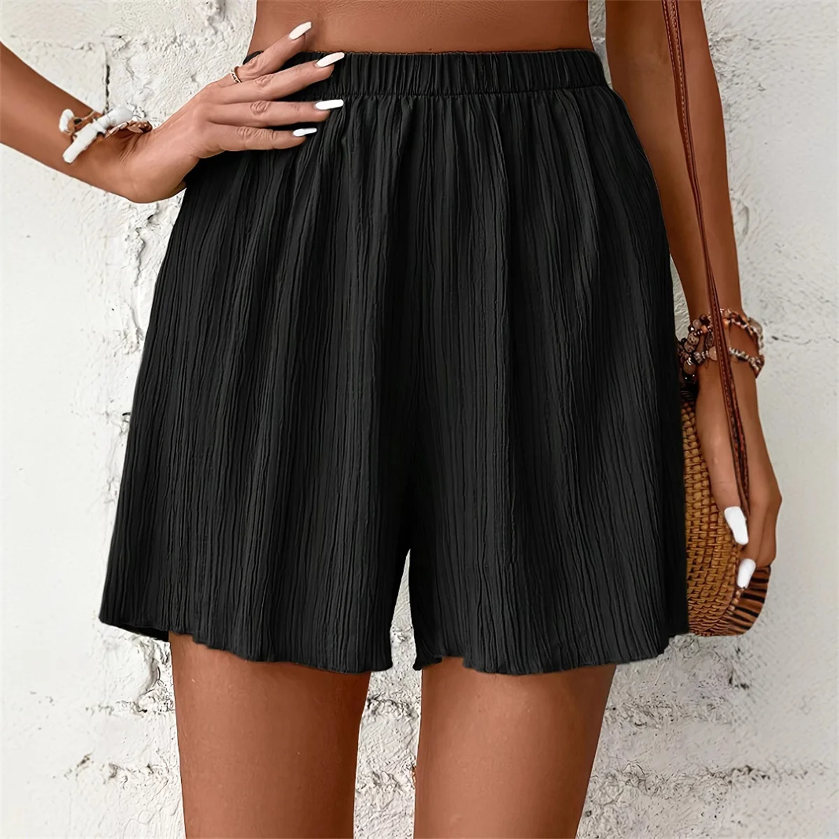 Women High Waist Solid Shorts 2026 Spring Summer New Fashion Pant Lady Casual Outfit Short Pants Beach Holiday Simple Clothing