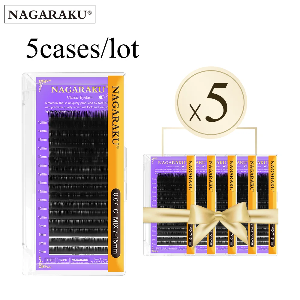 NAGARAKU Eyelashes Maquiagem Lashes Individual Eyelash 5 cases/lot Natural Cilios High quality Make up Synthetic Mink Eyelashes