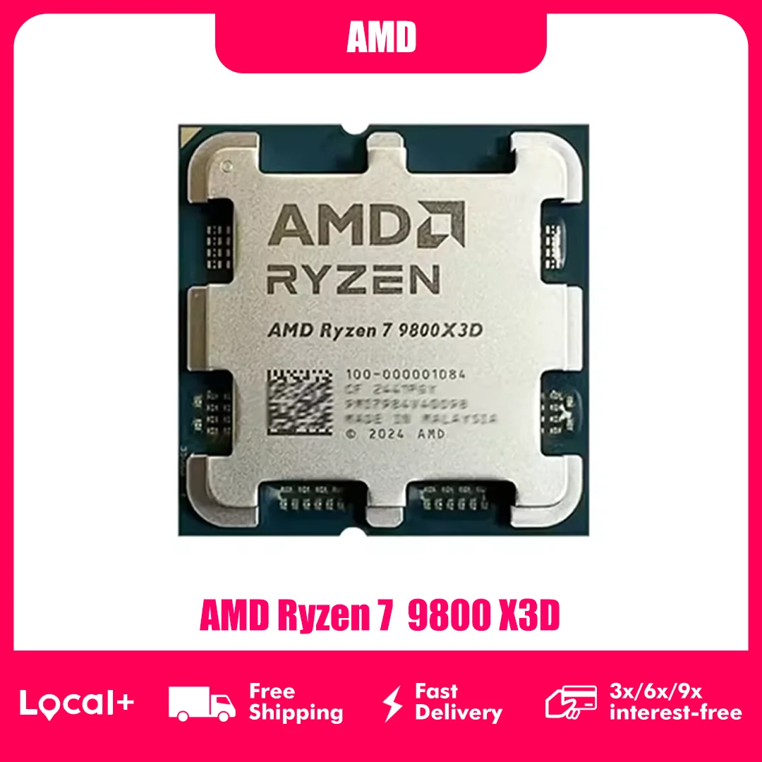 AMD Ryzen 7 9800X3D 8-Kern-Prozessor 5,2 GHz Max Boost 96 MB L3-Cache 120 W TDP Sockel AM5 Ohne Kühler