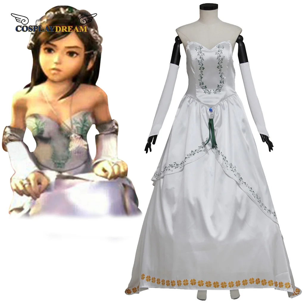 

Game Final Fantasy IX Garnet Princess Bride Gown Cosplay Costume adult Women White desses Outfit Halloween