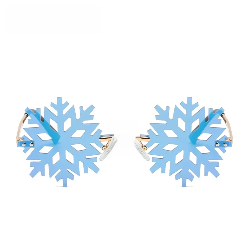 AliExpress Fashion Cycling Snowflake Women Sun Glasses Rimless Sunglasses Clear White Eyewear Vintage Male Glasses Unique Christmas Shades