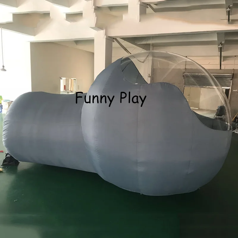 inflatable half grey bubble tent with tunnel PVC Bubble Inflatable grey Camping Tent,Hot Large advertising half clear tents