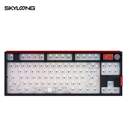 SKYLOONG GK87Pro Lite Keyboard Kit 3 Mode Connection 1.14inch LCD 1Knob With Steel Sticker RGB Backlit DIY Gaming Keyboard Kit