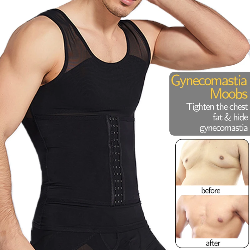 CXZD Waist Trainer Muscle Girdle Shirt Men Slimming Body Shaper Tummy Vest Mesh Chain Corset Correction Abdomen Tank Top