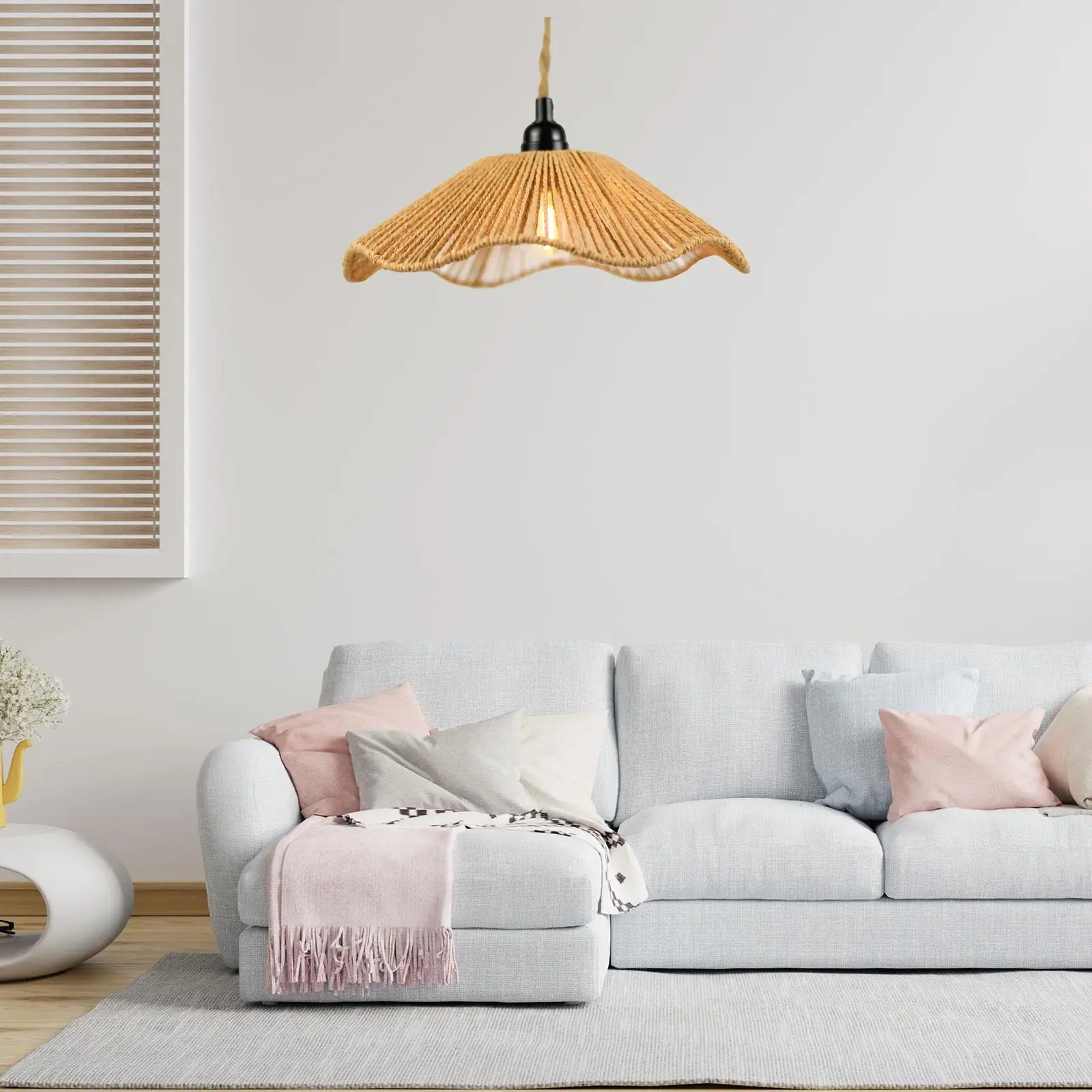 المنسوجة يدويا حبل عاكس الضوء الثريا يغطي ظلال زخرفة ديكور غرفة المعيشة المطبخ السقف المنسوجة غطاء مصباح غطاء خفيف