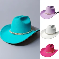 Men's Cowboy Hat Women's Blue 2023 Autumn and Winter Retro Corset Denim Church Jazz Hat