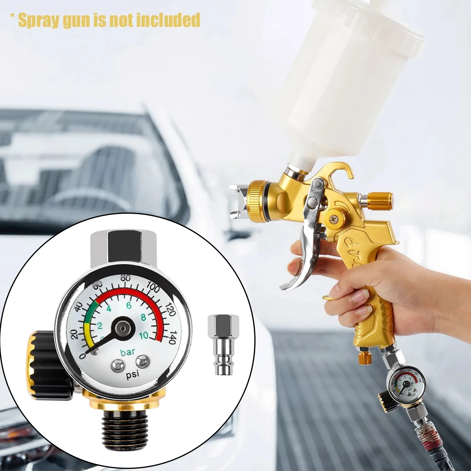

Professional Spray Paint Air Pressure Regulator Gauge Tool G1/4 NPT Air Adjusting Valve Regulator Accurate Control for Air Tool