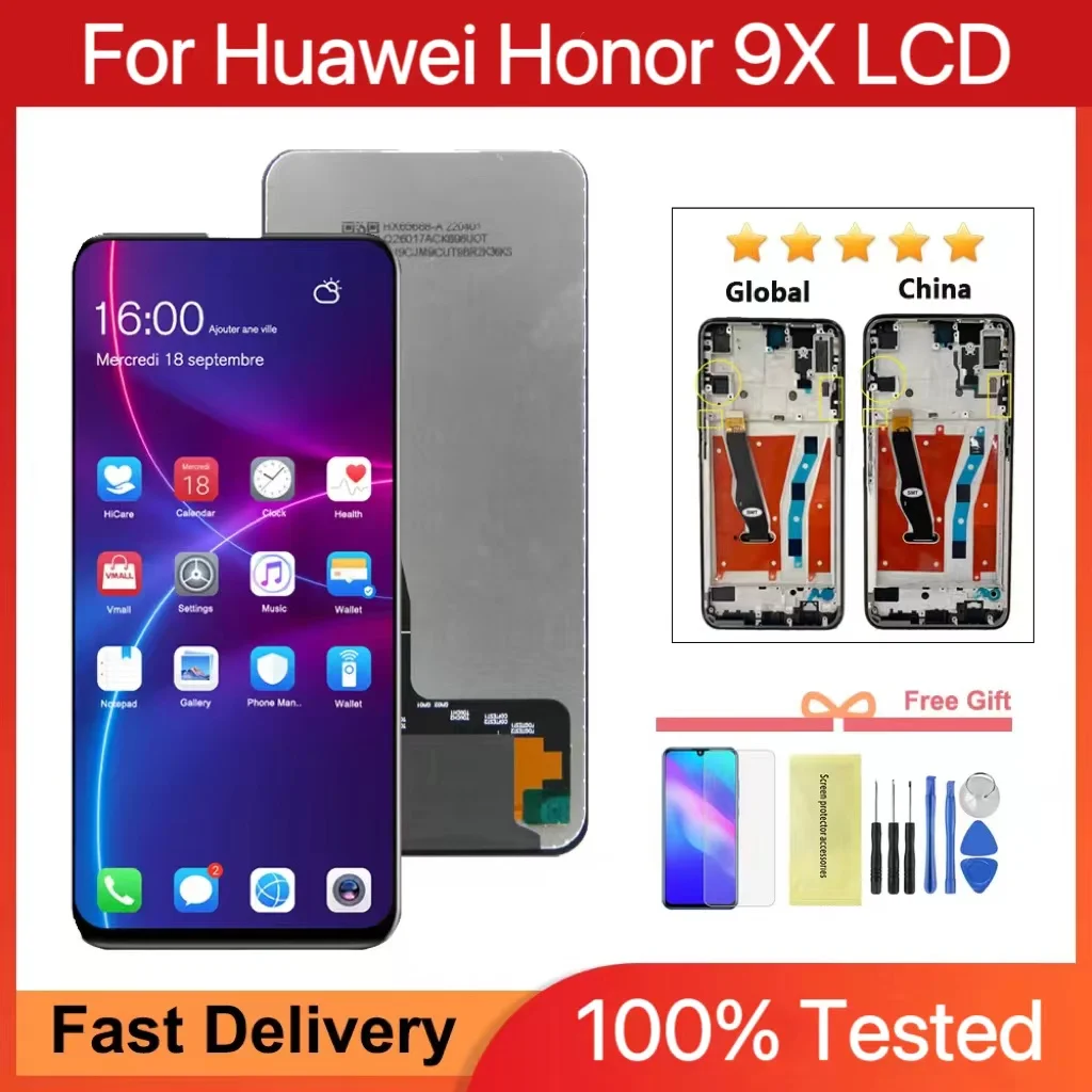 

6.59‘’NEW Display For Huawei Honor 9X Global Premium LCD Display Touch Screen Digitizer Assembly For Honor 9X STK-LX1 With Frame