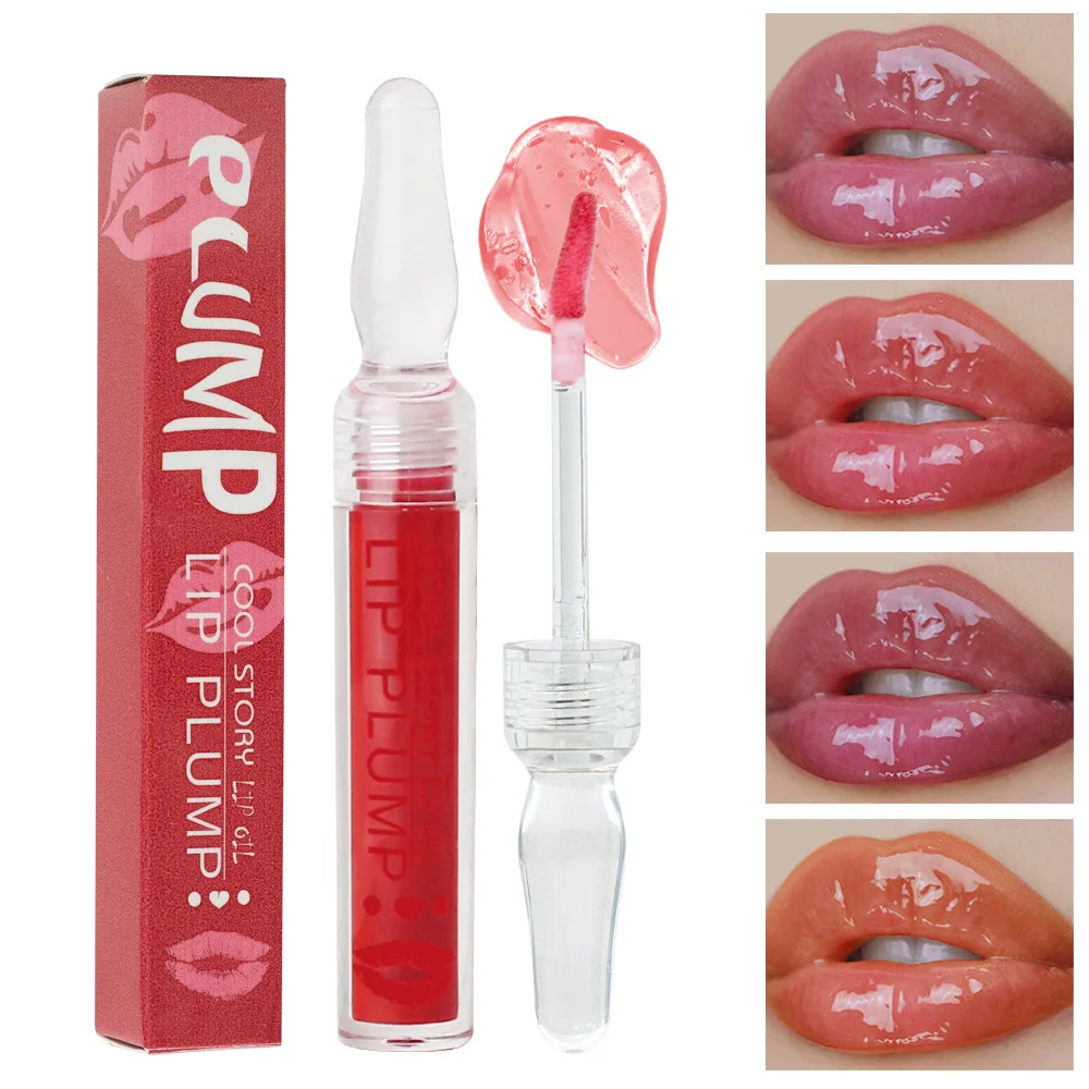 Brillo de labios de aceite de color, reduce las arrugas de los labios, hidrata, nutre, de maquillaje transparente brillo de labios, crea labios completos brillantes