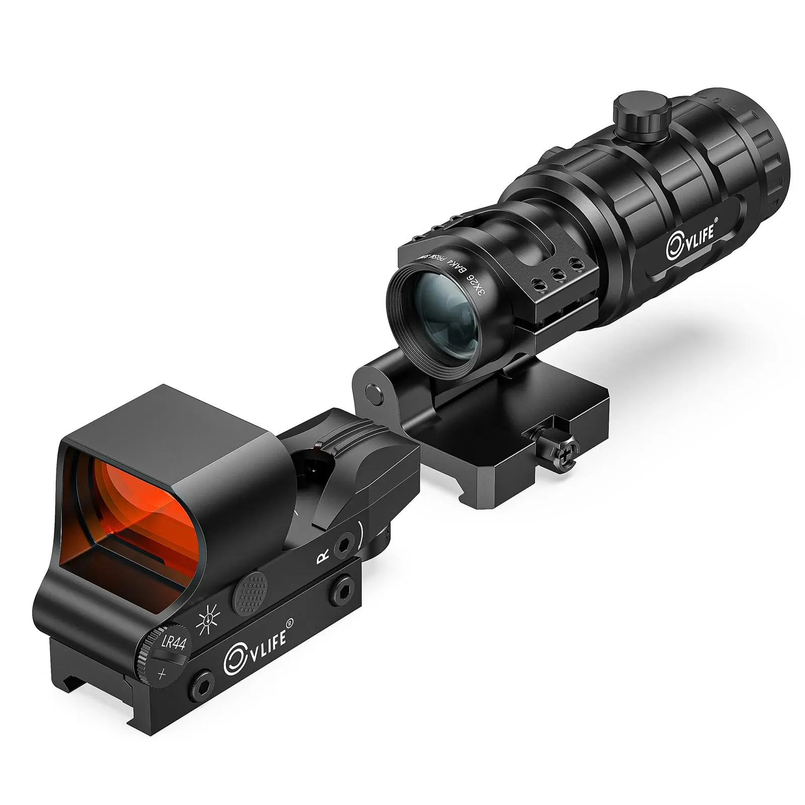 

CVLIFE EagleFeather Multiple Reticle Red/Green Dot and Magnifier Combo, 40mm Large Lens Red/Green Dot with 3X Magnifier, Absolut