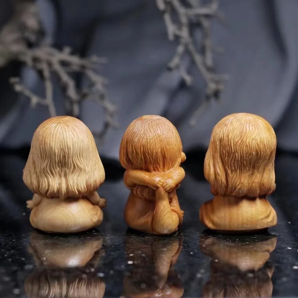 Micro Wood Landscape Home Car Fashion Ornaments Miniature Cute Voga Girl Tabletop Decoration Small Ornaments Wooden Crafts