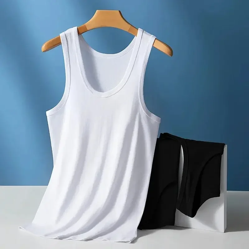 1/3 Stuks Heren Effen Kleur Basic Katoenen Vest Jeugd Slank Oefening Zweetabsorberend T-shirt Middelbare Leeftijd Comfortabel Dieptepunt - afbeelding 2