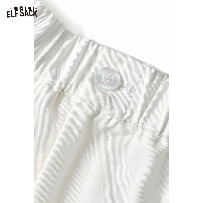 ELFSACK 2025 Summer New Arrivals Lace Patchwork White Casual Shorts For Women