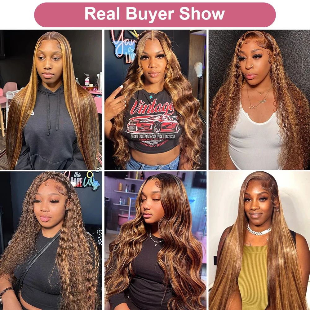 Highlight Ombre Glueless Wigs 13x4 Deep Wave Wigs Pre Cut No Glue Curly 4/27 Blonde Human Hair 7x5 Lace Water Wave Frontal Wigs