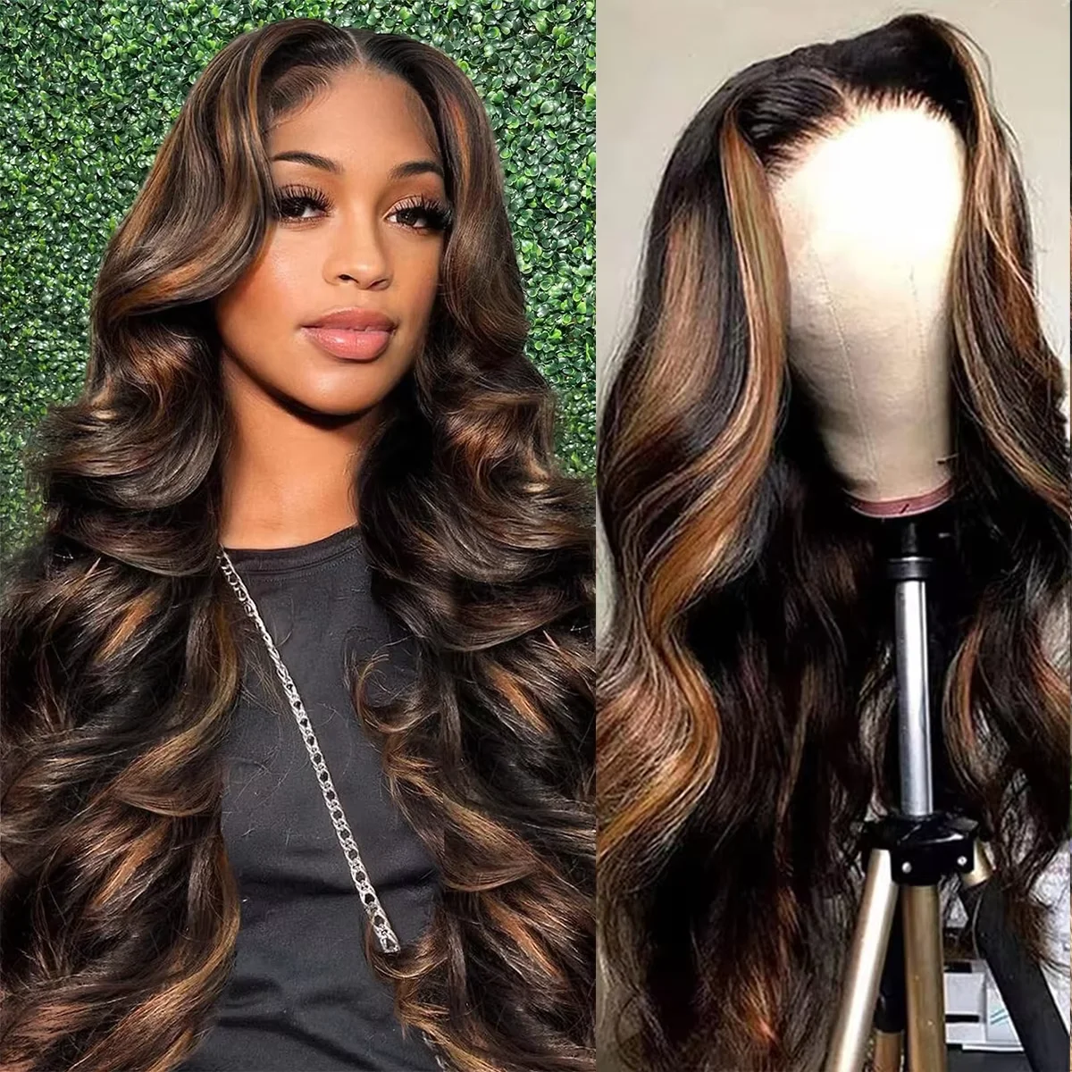 Mossily 1B/30 Body Wave Highlight Wig Human Hair Wigs 30 32 Inch 13x6 HD Lace Frontal Wig Brazilian Hair Wig For Black Women