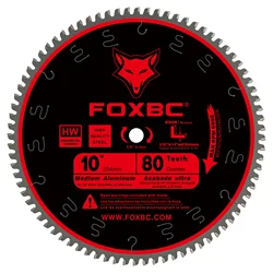 FOXBC 254mm Table Saw Blade 80 Tooth TCG for Aluminum and Non-Ferrous Metal & Plastic Cutting with 5/8-Inch Arbor 1pcs