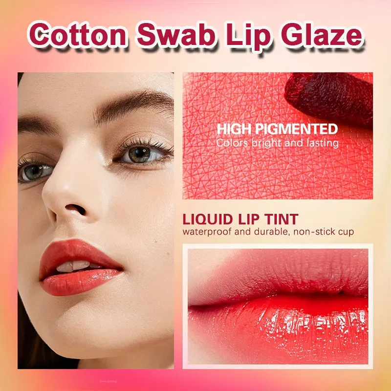 Cotton Swab Lip Glaze Lipstick Moisturizing Non-stick Cup Portable Disposable Lipstick Liquid