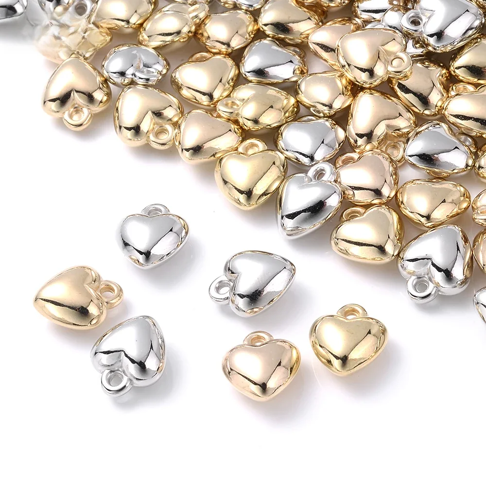 iYOE 50 sztuk 6-18mm złoty kolor serce Charms CCB plastikowe koraliki dystansowe do wyrobu bransoletki kolczyk naszyjnik wisiorek DIY biżuteria — zdjęcie 2