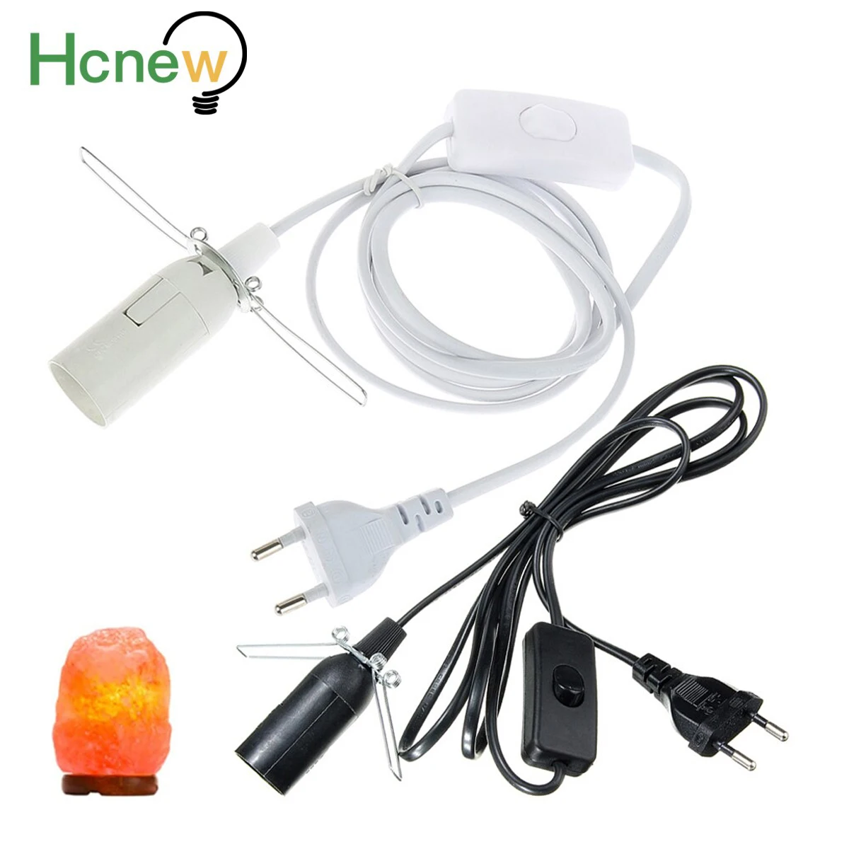 Hcnew 1.8M Salt Lamp Power Cord E14 Socket LED Bulb Base Holder Screw with Dimmer Switch EU Plug Lava Light Cable Home Decor