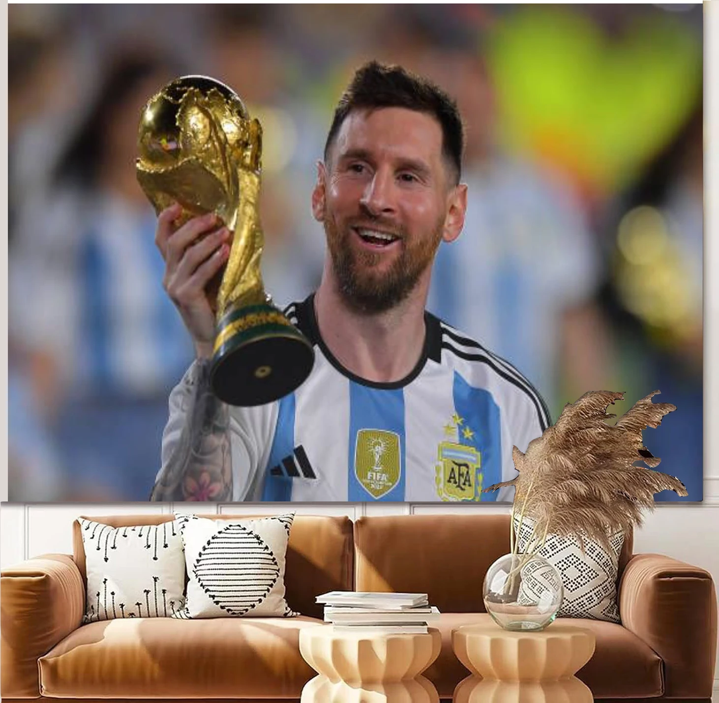 

Legendary Football Player Tapestry GOAT Messi Large Print Wall Hanging for Soccer Sports Lovers Perfect for Dorm Bedroom Gifts