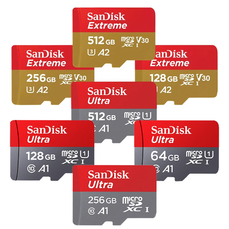 الأصلي 100% Sandisk 32GB مايكرو Sd بطاقة جديدة 64Gb 128Gb 256Gb 512Gb 1Tb فئة 10 UHS-1 U1 A1 TF بطاقة 150Mb/s للكمبيوتر الشخصي الذكي