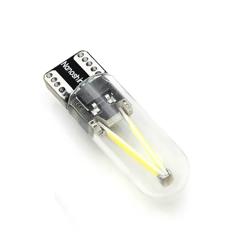 W5W led T10 cob verre lumière de voiture Led filament auto automobiles lecture dôme ampoule lampe DRL voiture style 12v