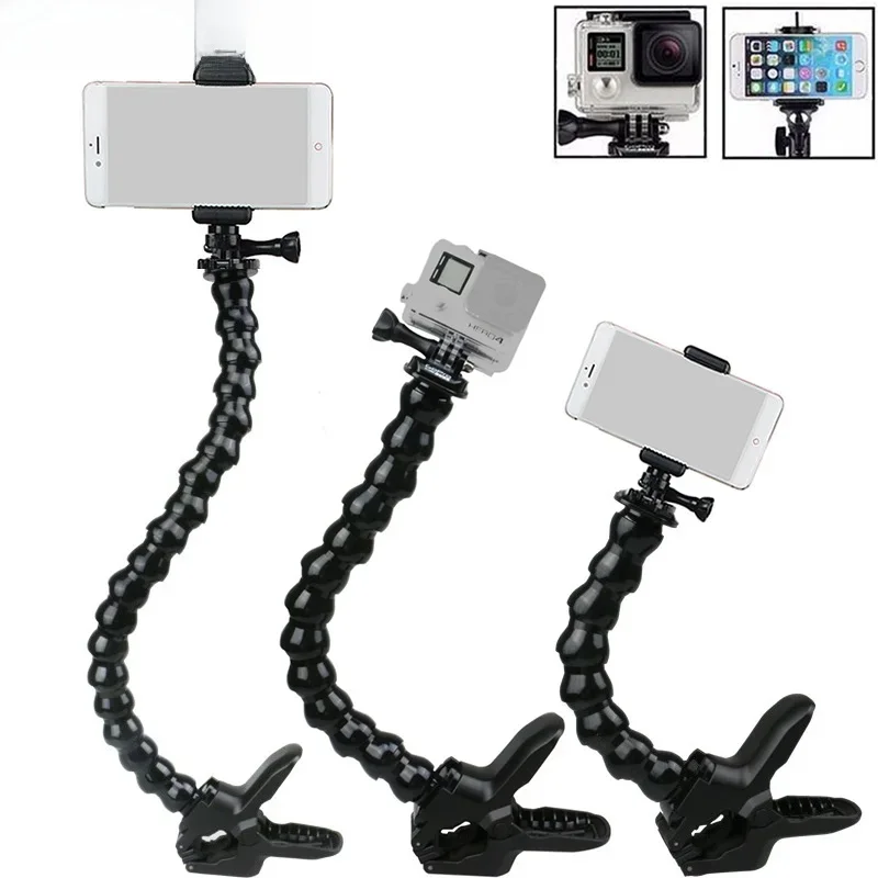 Elastyczny kij do selfie z uchwytem do telefonów Iphone Samsung Xiaomi Android Goose Neck z zaciskiem do kamer akcji Gopro SJcam — zdjęcie 2