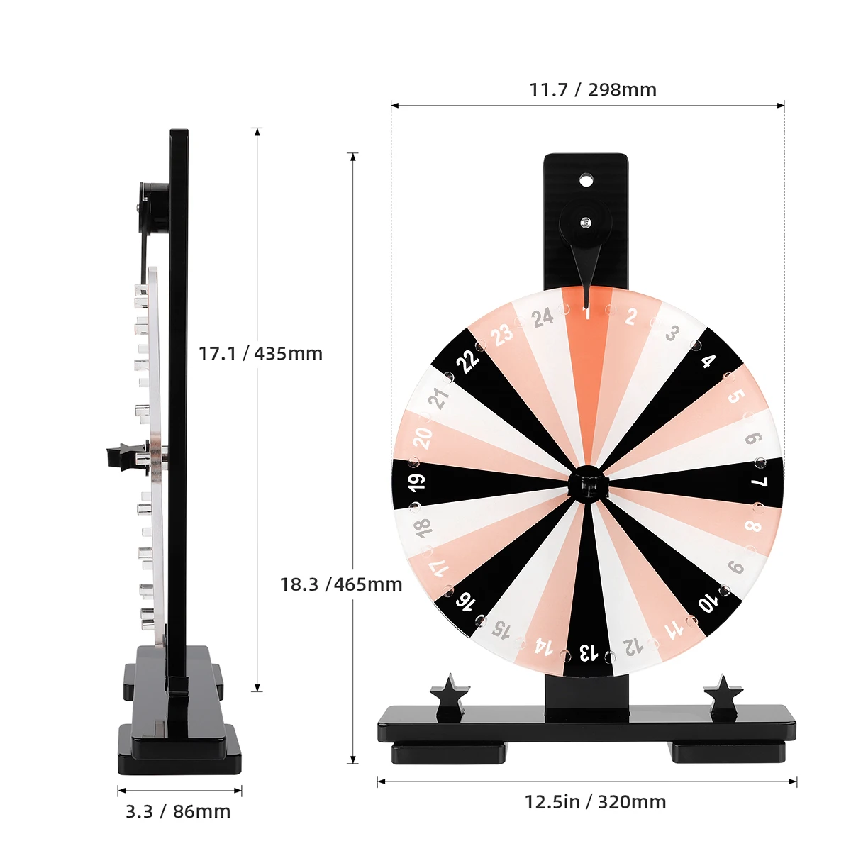 Acrylic Spin Wheel Prize - 24 Slots Prize Wheel Spinner, Dry Erase Editable Fortune Spinning Prize Wheels with Stand