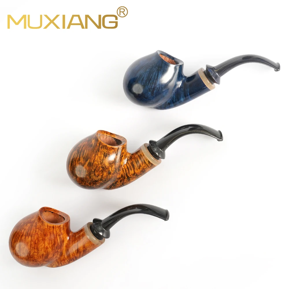 

MUXANG handmade briar tobacco pipe, pipe bowl inner diameter 19mm vulcanized rubber tobacco pipe