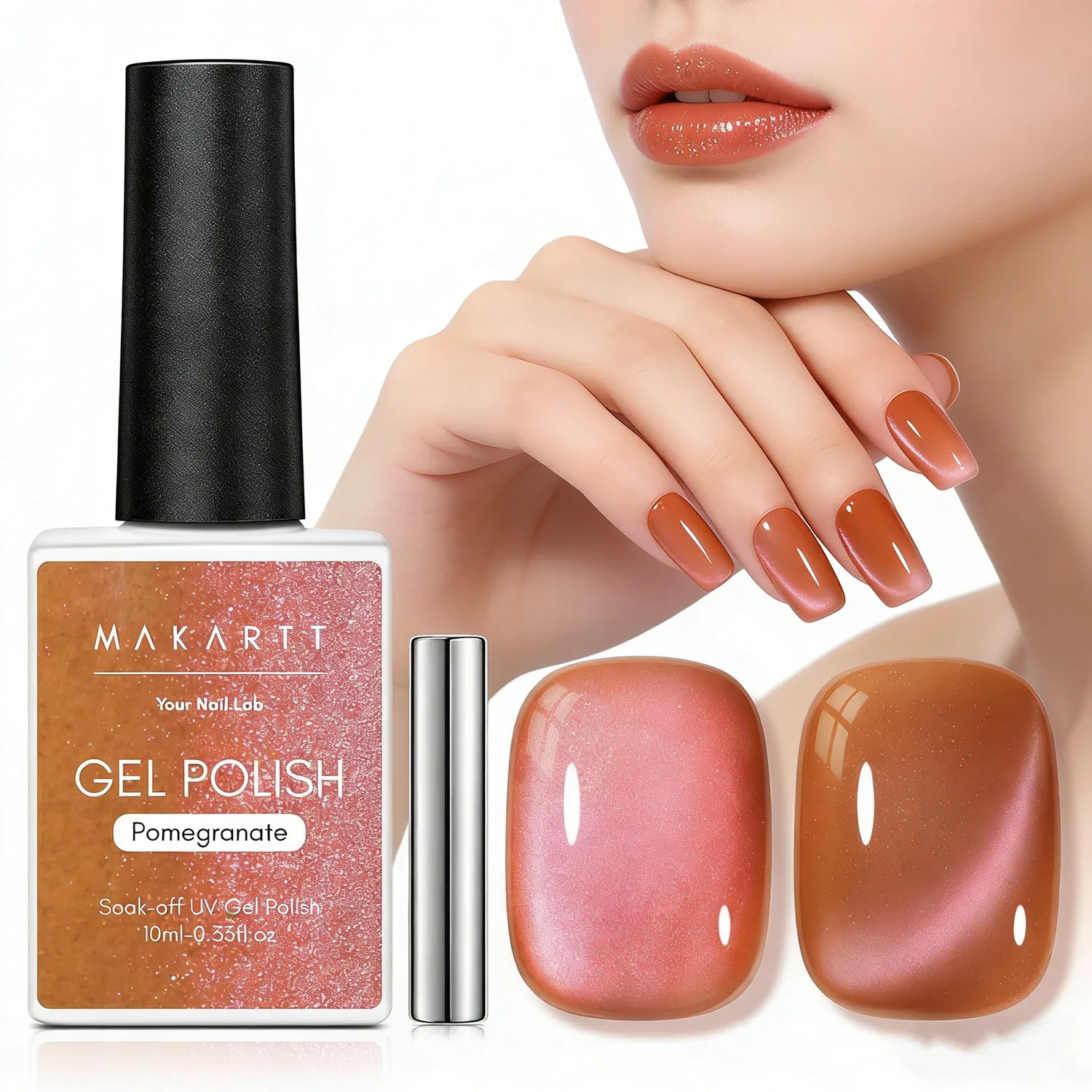 

Makartt Cat Eye Gel Nail Polish, 10ml Glitter Holographic Nail Polish with Magnet, Reflective Translucent UV Gel Manicure