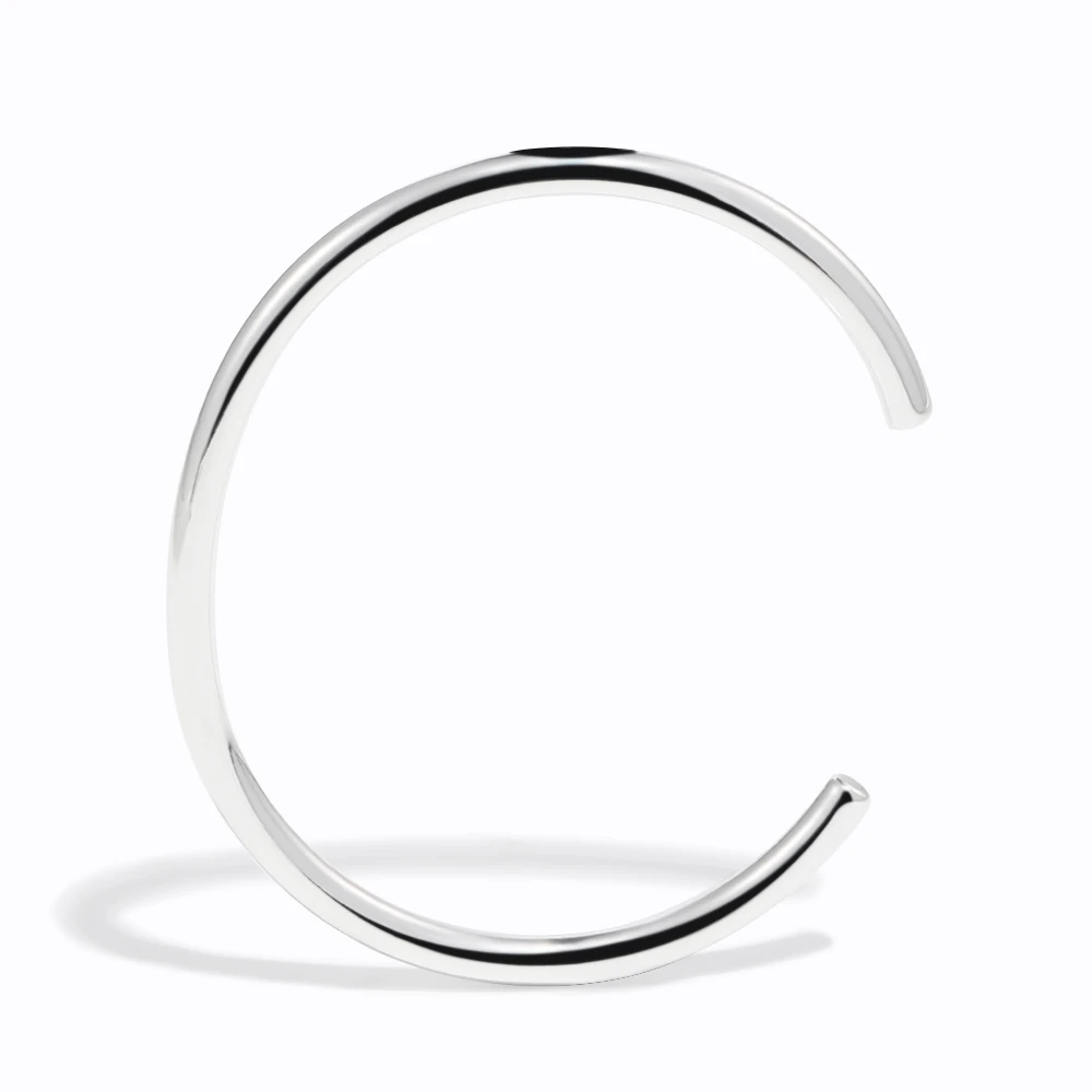 

Glossisland 925 silver plated stainless steel ladies Smooth open-ended bracelet Silver white trendy jewelry accessories