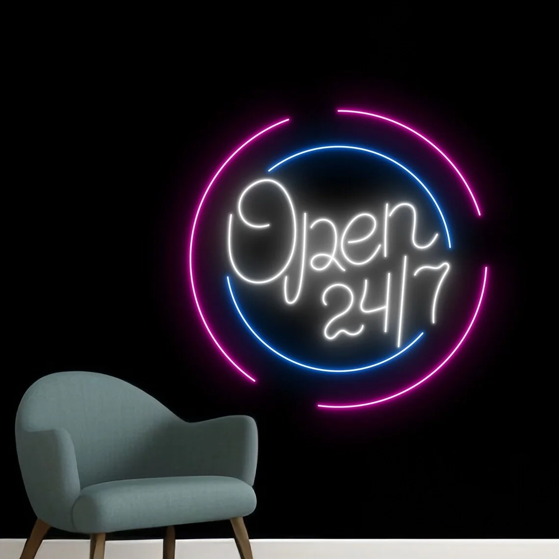 

Open 247 Neon Sign Custom Text Neon Sign Personalized Room Wall Decor Welcome Neon