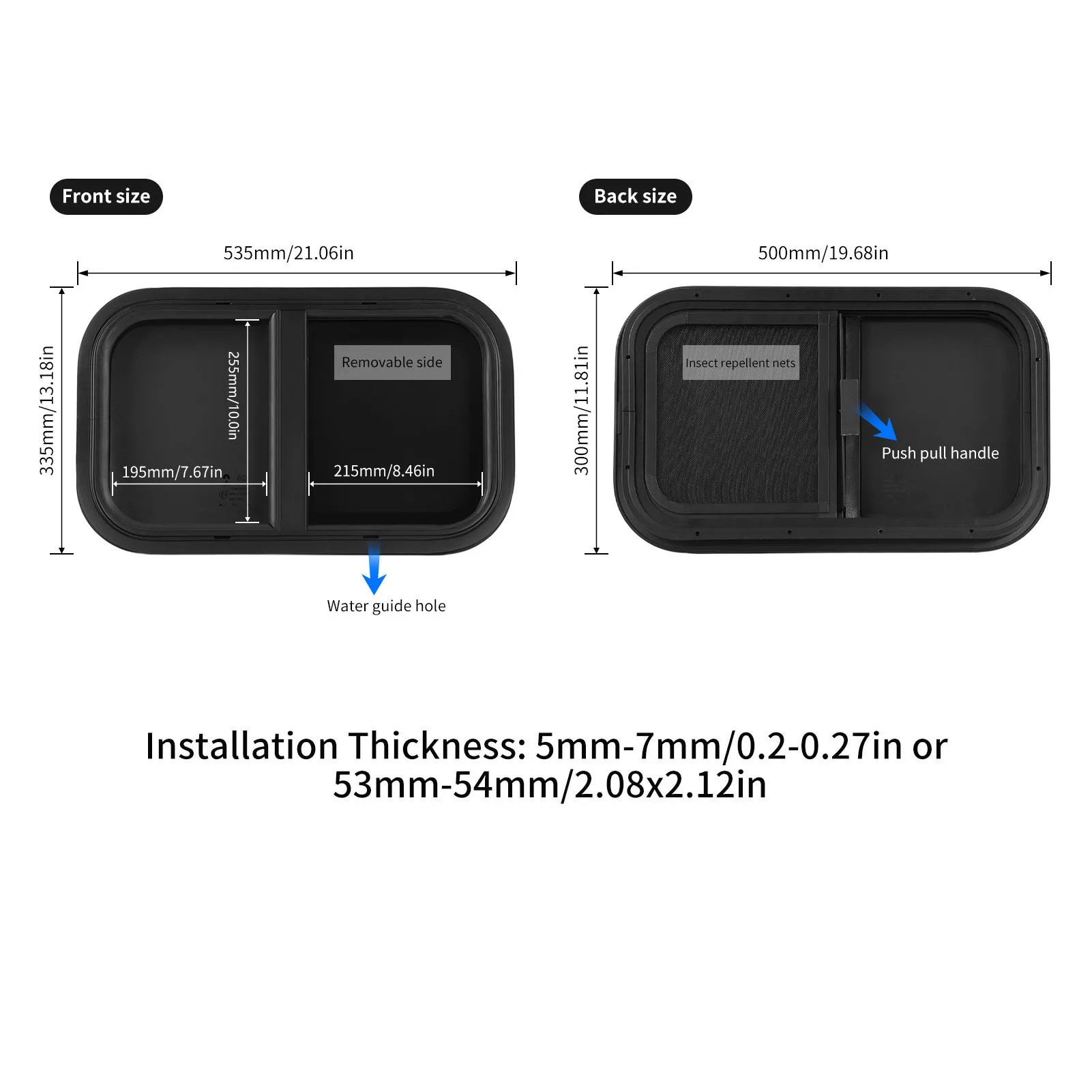 2 Stück/Set RV-Schiebefenster 50x30cm/70x40cm Wohnwagen-Lüftungsfenster Anhänger-Camper-Lüftungsklappe mit gehärtetem Glas und Insektenschutzgitter – Detail 21