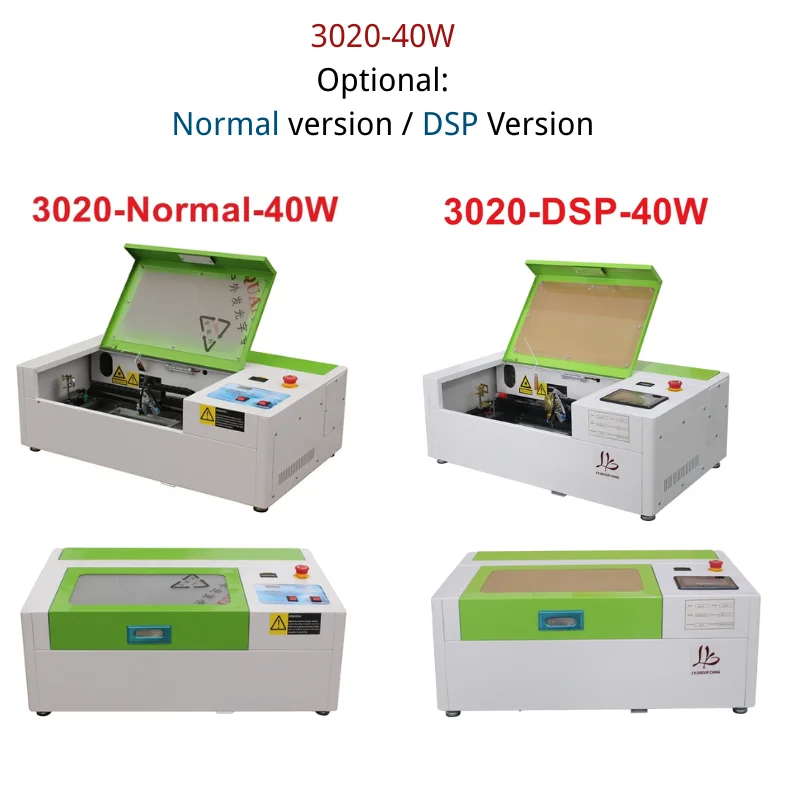 مجموعة ماكينة قطع النقش بالليزر LY 3020 40 وات CO2 مع لوحة تحكم LCD ولوحة قرص العسل إصدار عادي أو غير متصل
