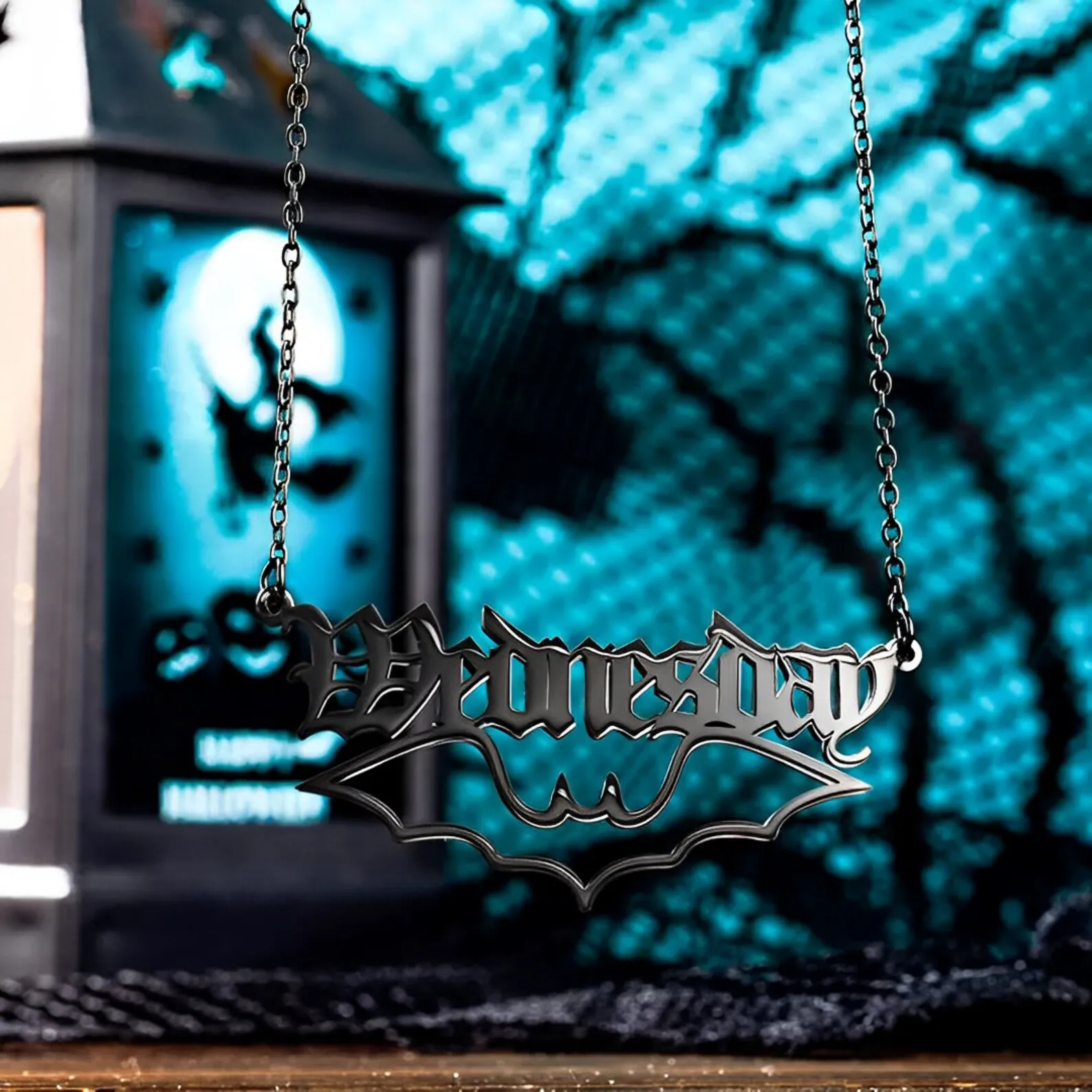 

Custom Halloween Name Necklace Gothic Jewelry Pumpkin Witch Hat Bat Ghost Name Necklace Halloween Costume Gift for Daughter