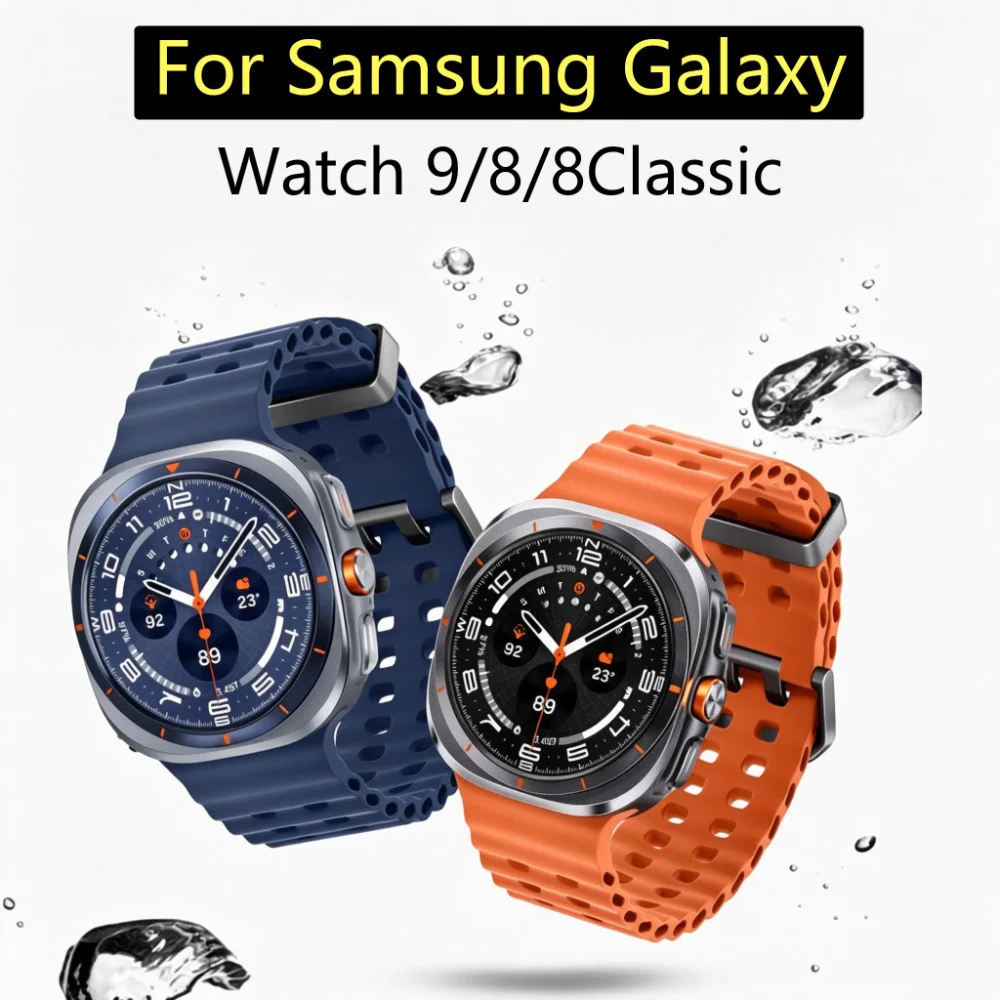 Marine Silicone Sports Waterproof Wristband For Samsung Galaxy Watch 8 Classic 9 8 40mm 44mm 46mm Unisex Silicone Watch Strap