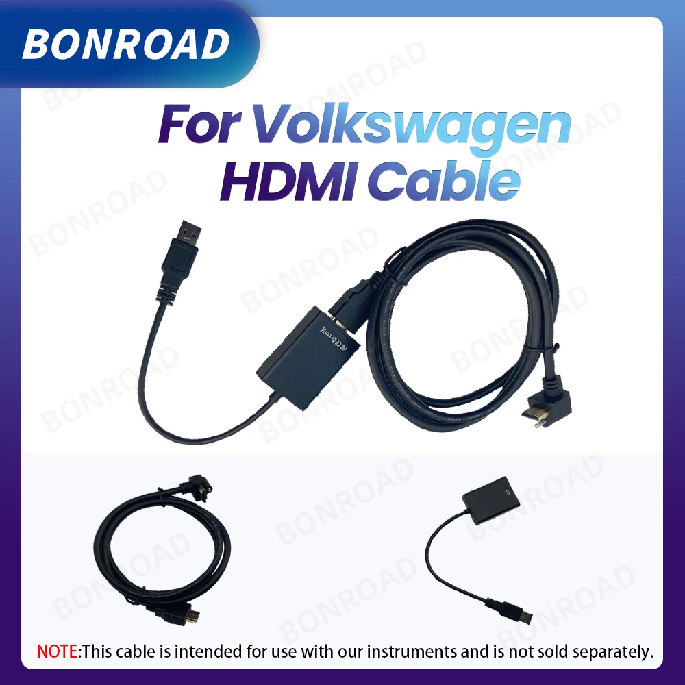 Connecteur de câble HDMI BONROAD pour groupe d'instruments numériques Volkswagen et connectivité d'écran Android CarPlay