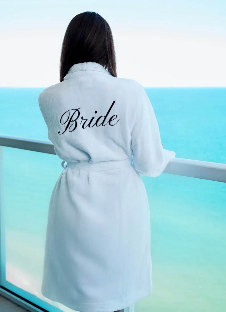 

Bridal Personalized Bathrobes Wedding for Bride Custom Matching Bridesmaids Robes Cozy Terry Bathrobe Mrs Name Dressing Gown