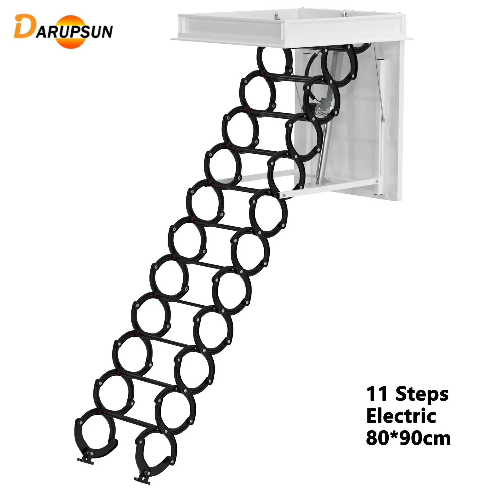

DARUPSUN 11 Steps 3m Electirc Attic Telescopic Ladder Aluminum Folding With Remote for Loft Home Use 31.5*35.4"