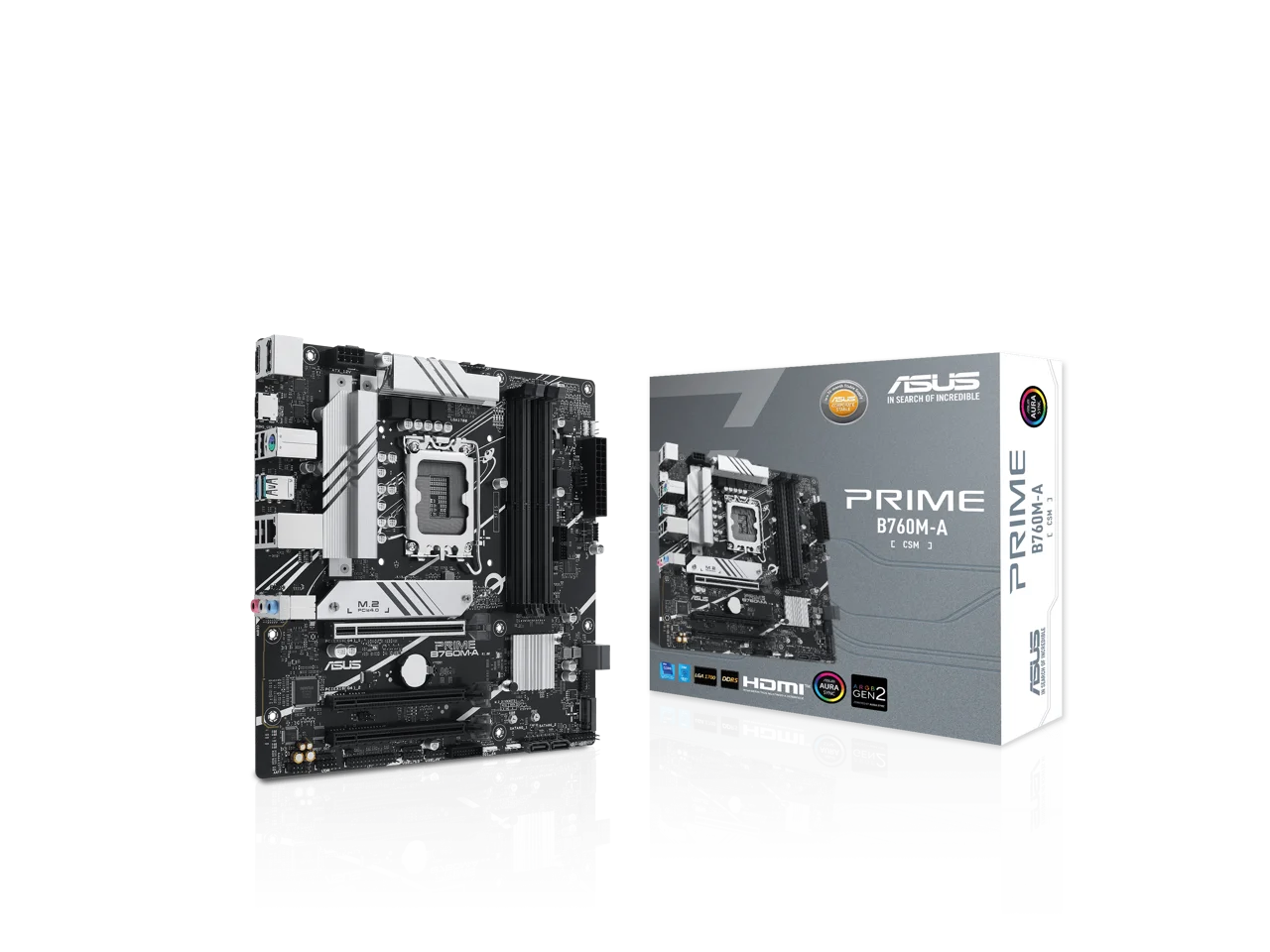 

Материнская плата ASUS PRIME B760M-A Intel B760 LGA 1700 mATX, PCIe 4,0, DDR5, два слота M.2, Realtek 2,5 Gb Ethernet front USB 3,2 Gen