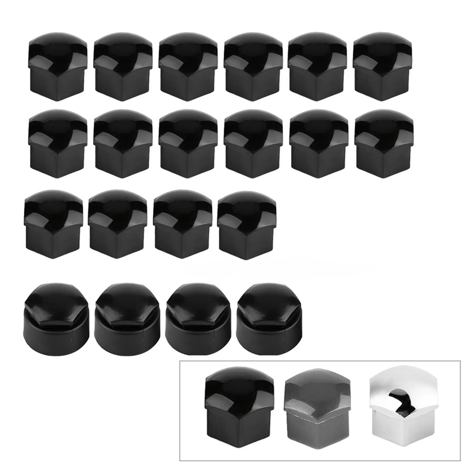 20 pçs/set 17mm tampas de porca de roda de carro kit de capas de proteção anti-ferrugem auto hub