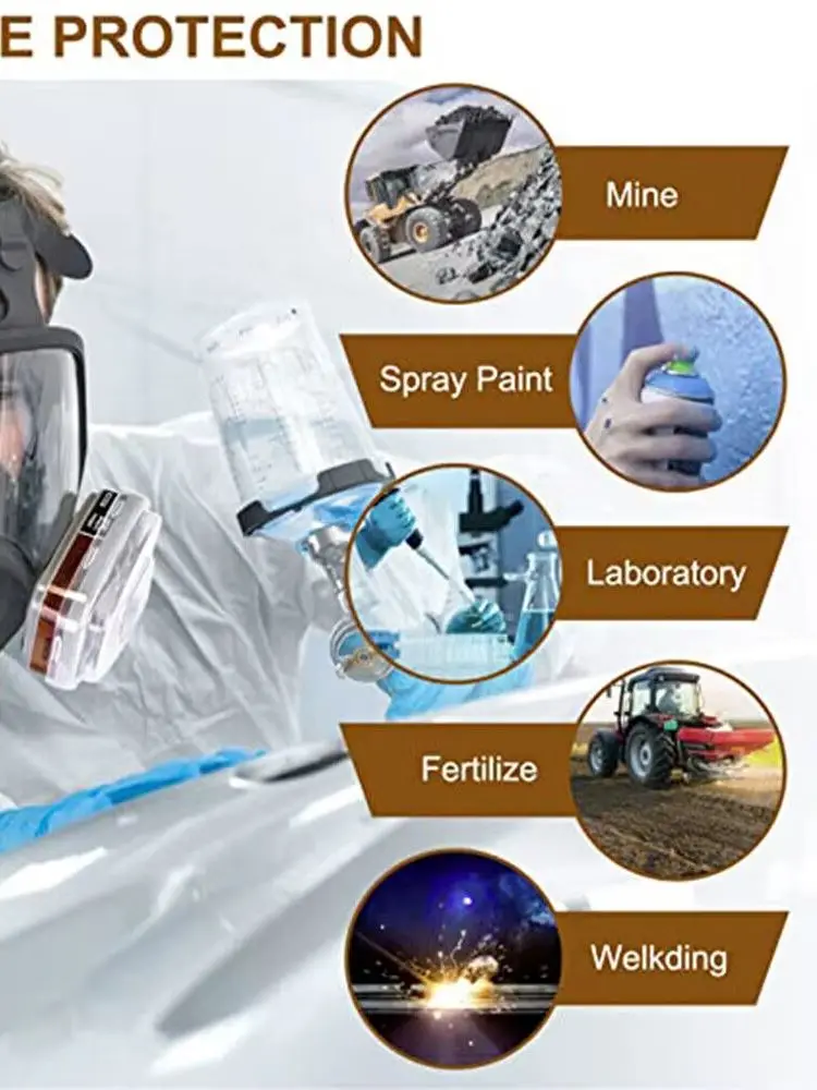 6800 Volledig gezichtsmasker 15 IN 1 gasmasker Chemische damp Verfspuitmasker 95% filter - afbeelding 2