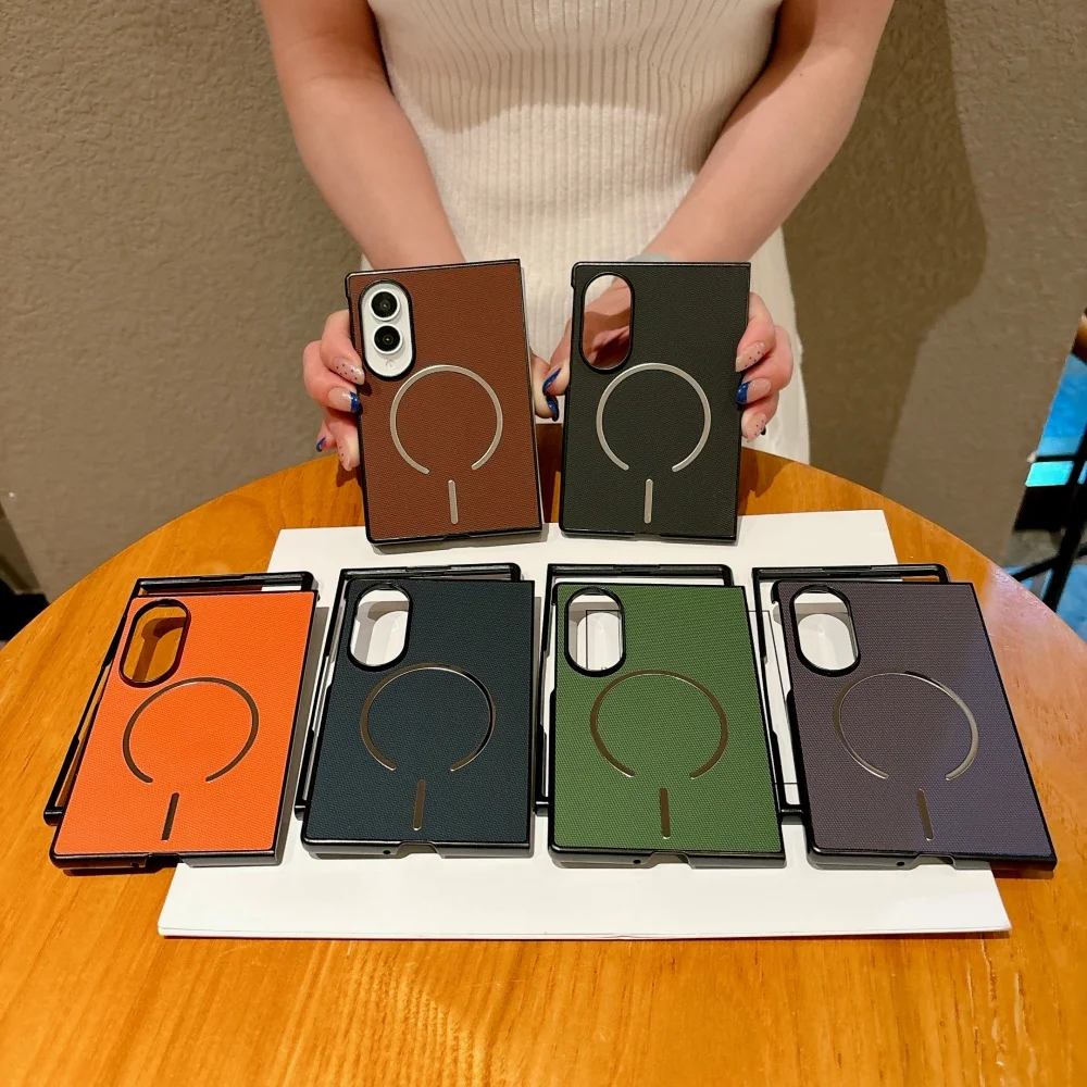 Simple Solid Color Magnetic Phone Case For Samsung Galaxy Z Fold 8 Z Fold 8 Ultra, Luxury Business Anti‑Fall Cover For Men Women