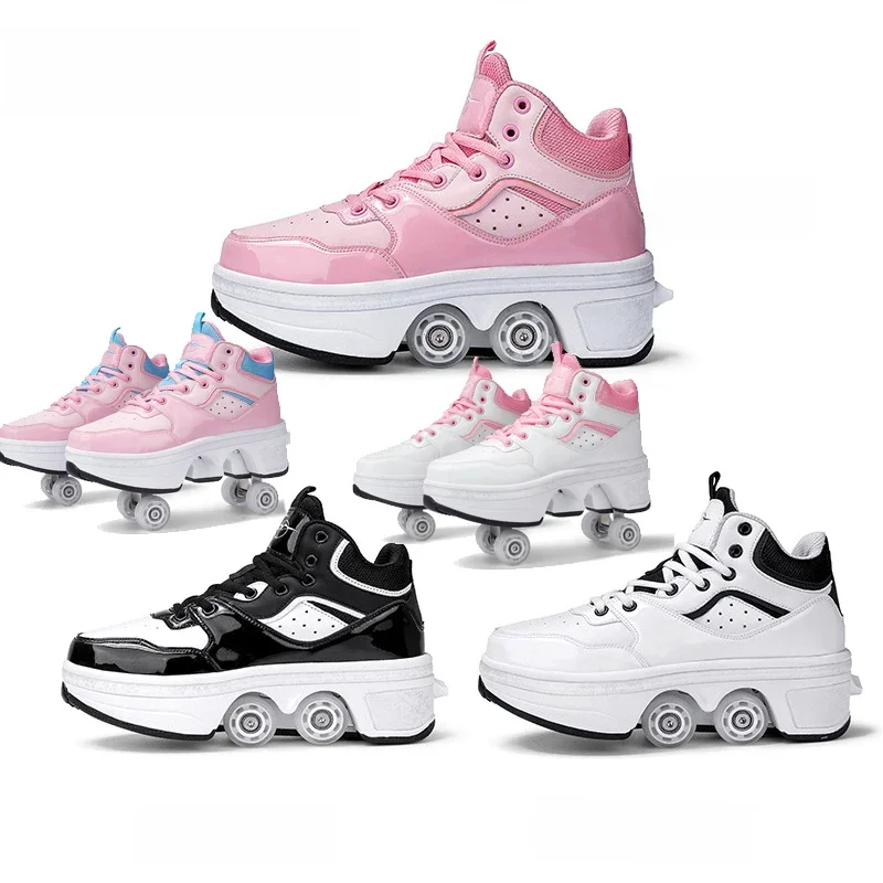 Maat 33 34 35 - 44 Vervorming Rolschaatsen Schoenen Dubbele rij 4-wielige schaatsen Rolschoenen Dual-Purpose Roller Sneakers Schoenen - afbeelding 2